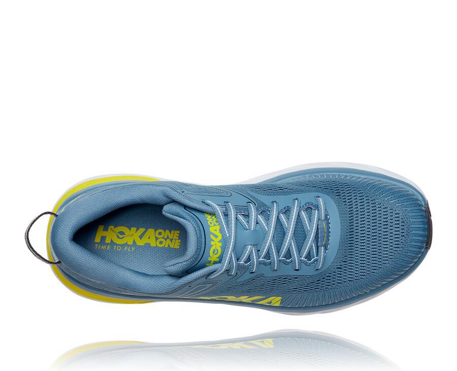 Running Shoes Mens - Hoka One One Bondi 7 - Blue - OJVZTYR-50